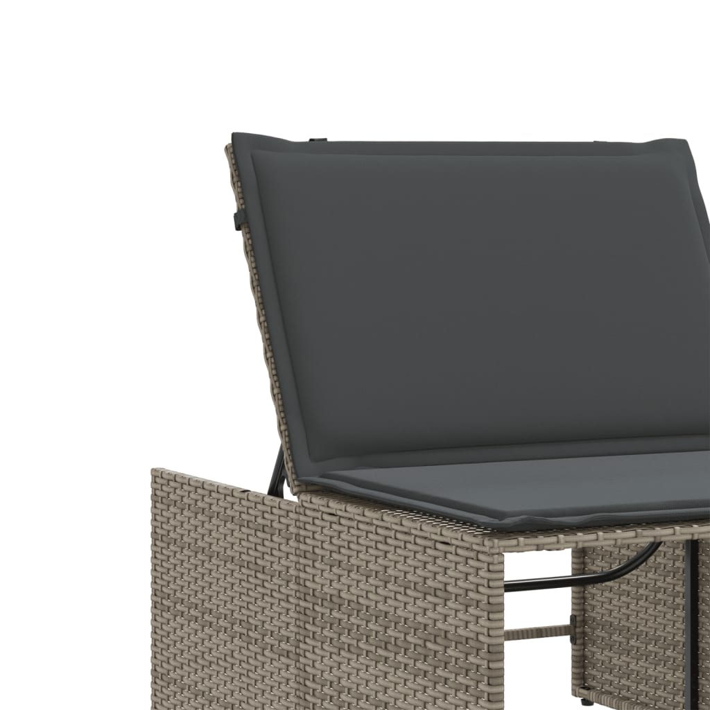 Ligstoelen 2 st met tafel grijs poly rattan is nu te koop bij PeponiXL, paradijselijk wonen!