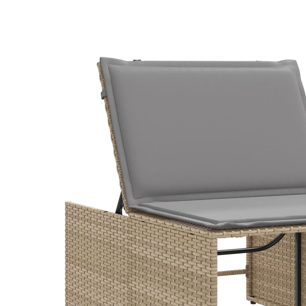 Ligstoelen 2 st met tafel beige poly rattan is nu te koop bij PeponiXL, paradijselijk wonen!