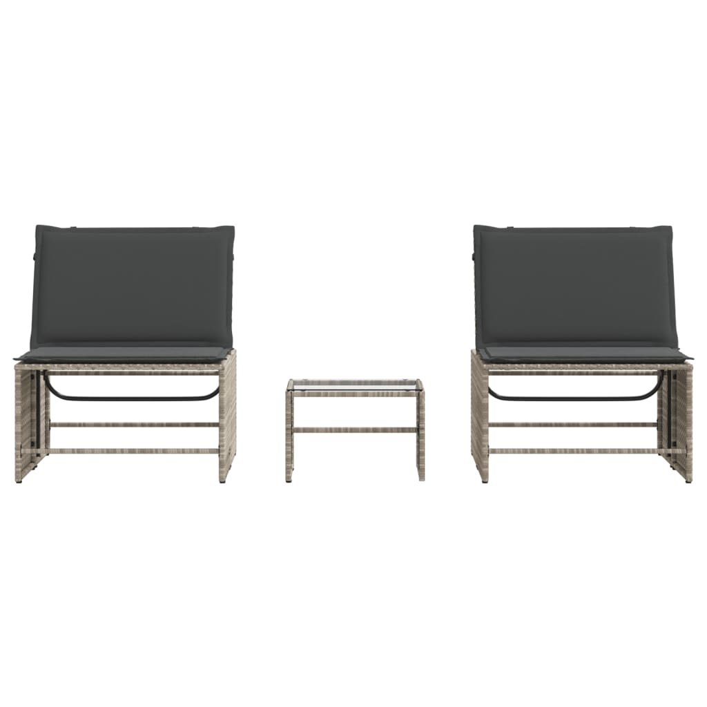 Ligstoelen 2 st met tafel lichtgrijs poly rattan is nu te koop bij PeponiXL, paradijselijk wonen!