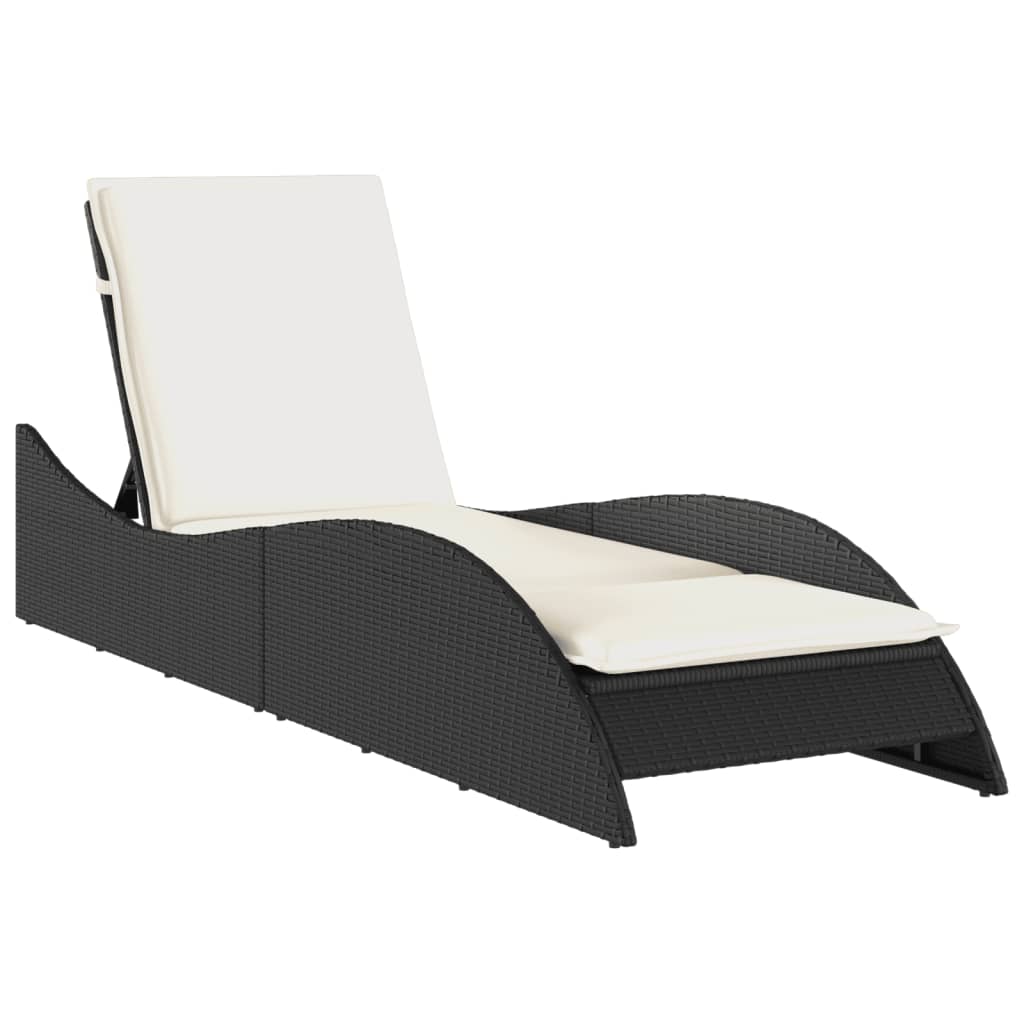 Ligbed met kussen 60x205x73 cm poly rattan zwart is nu te koop bij PeponiXL, paradijselijk wonen!