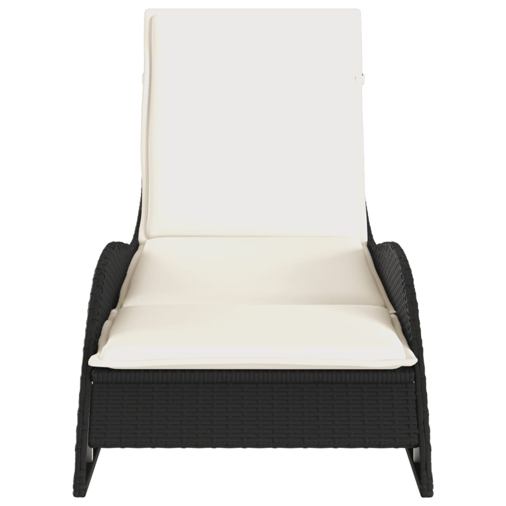 Ligbed met kussen 60x205x73 cm poly rattan zwart is nu te koop bij PeponiXL, paradijselijk wonen!