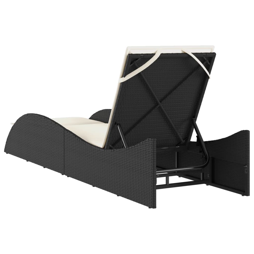 Ligbed met kussen 60x205x73 cm poly rattan zwart is nu te koop bij PeponiXL, paradijselijk wonen!