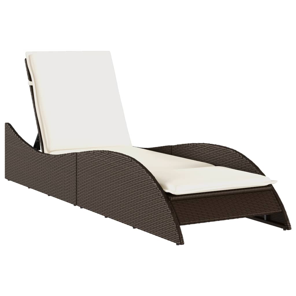 Ligbed met kussen 60x205x73 cm poly rattan bruin is nu te koop bij PeponiXL, paradijselijk wonen!