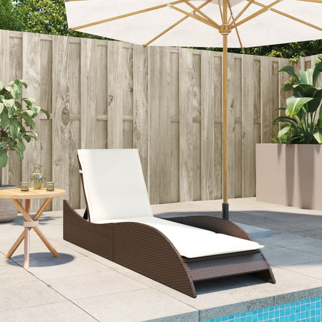 Ligbed met kussen 60x205x73 cm poly rattan bruin is nu te koop bij PeponiXL, paradijselijk wonen!