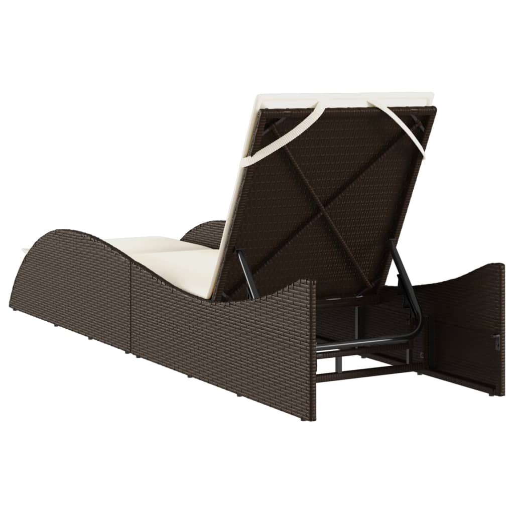 Ligbed met kussen 60x205x73 cm poly rattan bruin is nu te koop bij PeponiXL, paradijselijk wonen!
