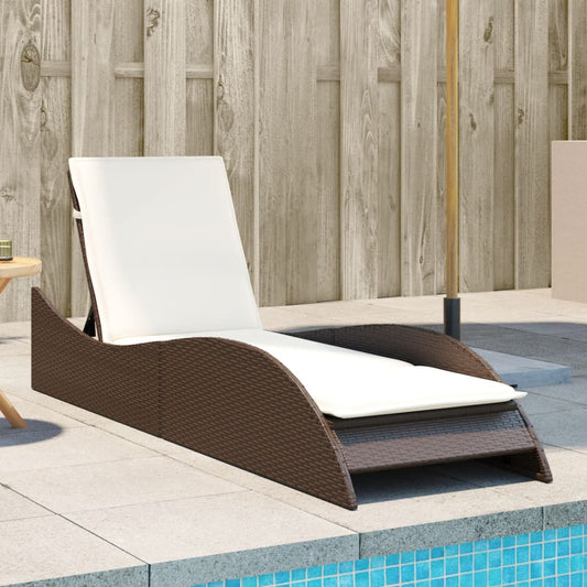 Ligbed met kussen 60x205x73 cm poly rattan bruin is nu te koop bij PeponiXL, paradijselijk wonen!