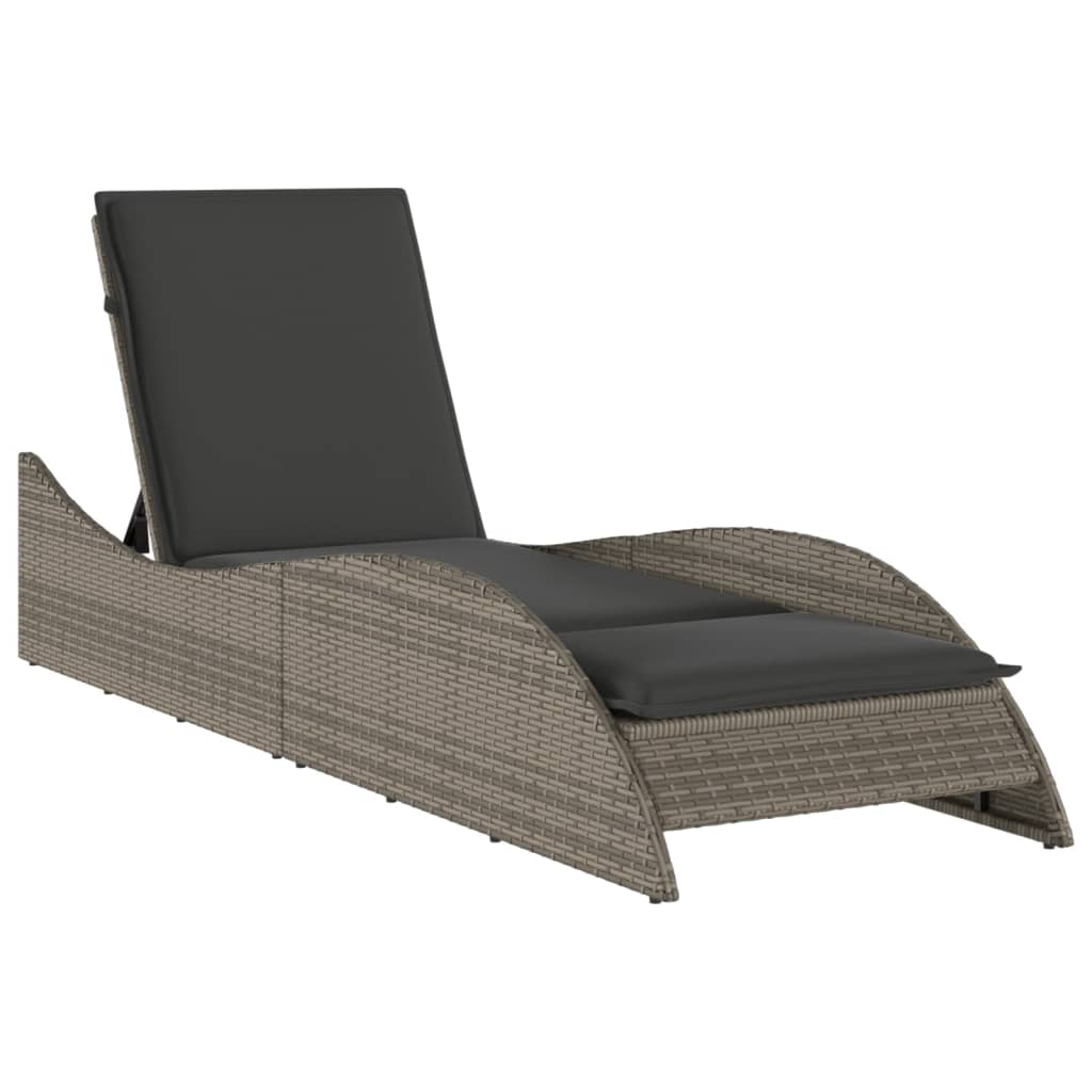 Ligbed met kussen 60x205x73 cm poly rattan grijs is nu te koop bij PeponiXL, paradijselijk wonen!
