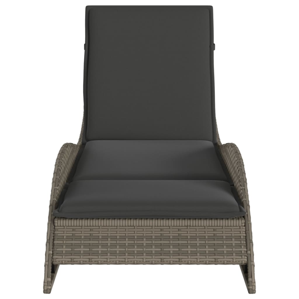 Ligbed met kussen 60x205x73 cm poly rattan grijs is nu te koop bij PeponiXL, paradijselijk wonen!