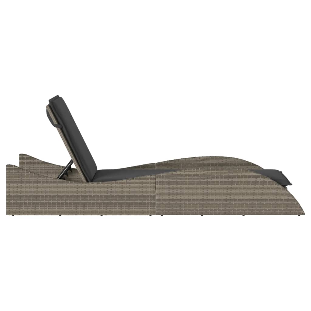 Ligbed met kussen 60x205x73 cm poly rattan grijs is nu te koop bij PeponiXL, paradijselijk wonen!