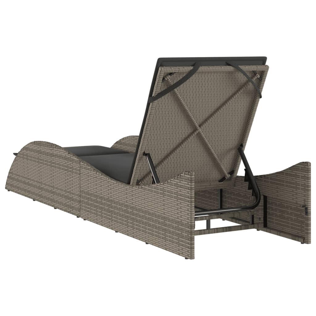 Ligbed met kussen 60x205x73 cm poly rattan grijs is nu te koop bij PeponiXL, paradijselijk wonen!