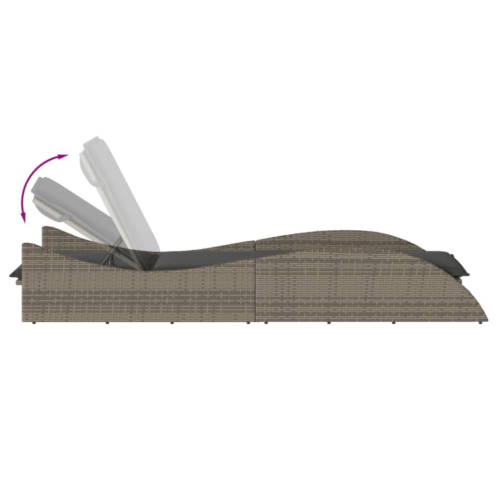 Ligbed met kussen 60x205x73 cm poly rattan grijs is nu te koop bij PeponiXL, paradijselijk wonen!