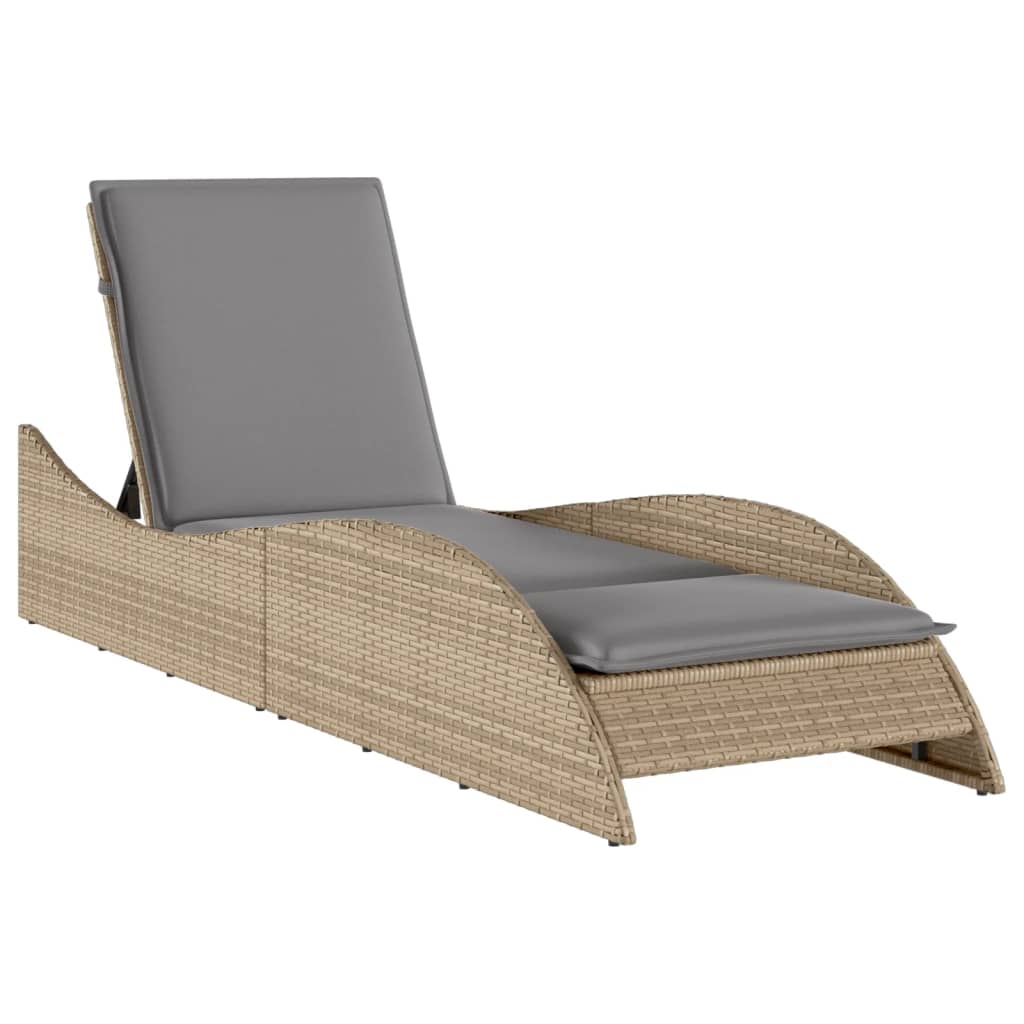 Ligbed met kussen 60x205x73 cm poly rattan beige is nu te koop bij PeponiXL, paradijselijk wonen!