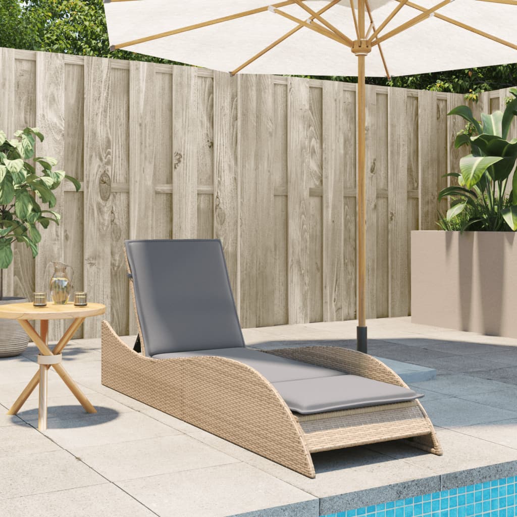 Ligbed met kussen 60x205x73 cm poly rattan beige is nu te koop bij PeponiXL, paradijselijk wonen!