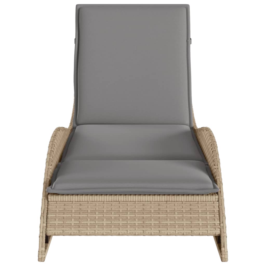 Ligbed met kussen 60x205x73 cm poly rattan beige is nu te koop bij PeponiXL, paradijselijk wonen!