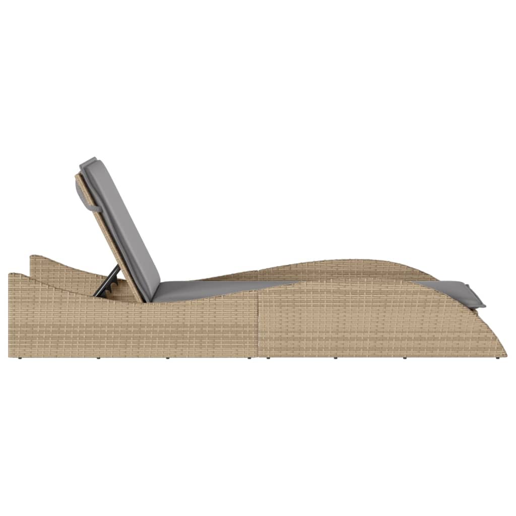 Ligbed met kussen 60x205x73 cm poly rattan beige is nu te koop bij PeponiXL, paradijselijk wonen!