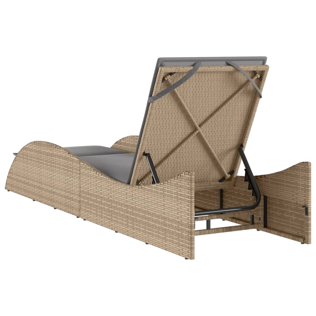 Ligbed met kussen 60x205x73 cm poly rattan beige is nu te koop bij PeponiXL, paradijselijk wonen!