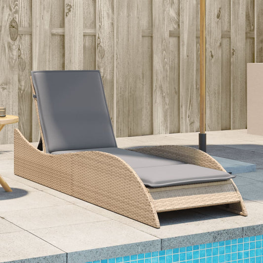 Ligbed met kussen 60x205x73 cm poly rattan beige is nu te koop bij PeponiXL, paradijselijk wonen!