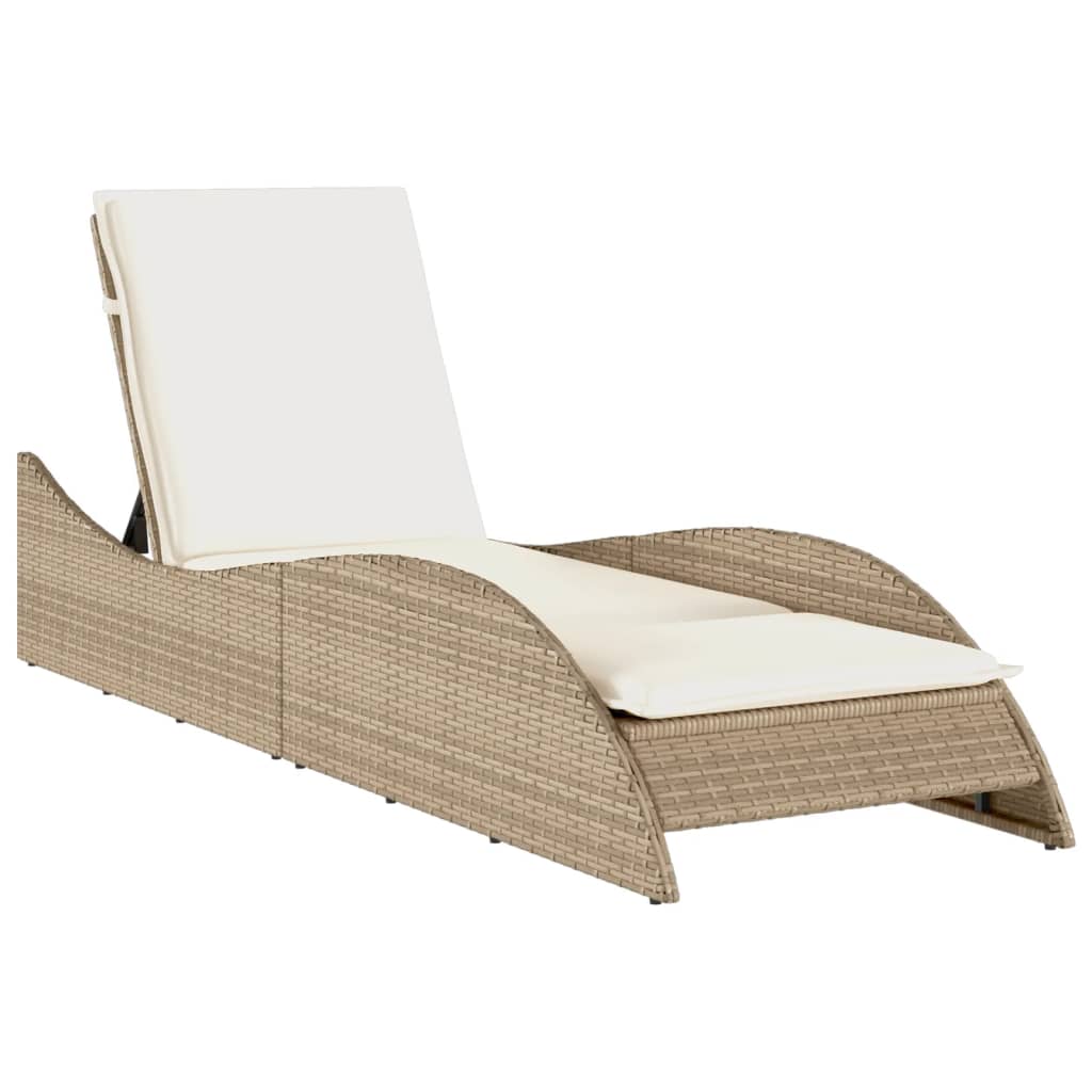 Ligbed met kussen 60x205x73 cm poly rattan beige is nu te koop bij PeponiXL, paradijselijk wonen!