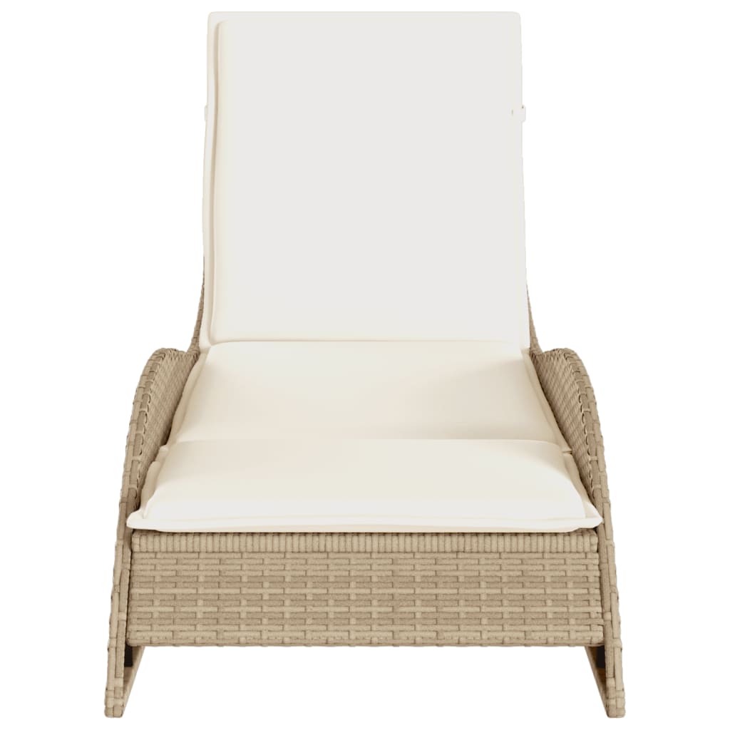 Ligbed met kussen 60x205x73 cm poly rattan beige is nu te koop bij PeponiXL, paradijselijk wonen!