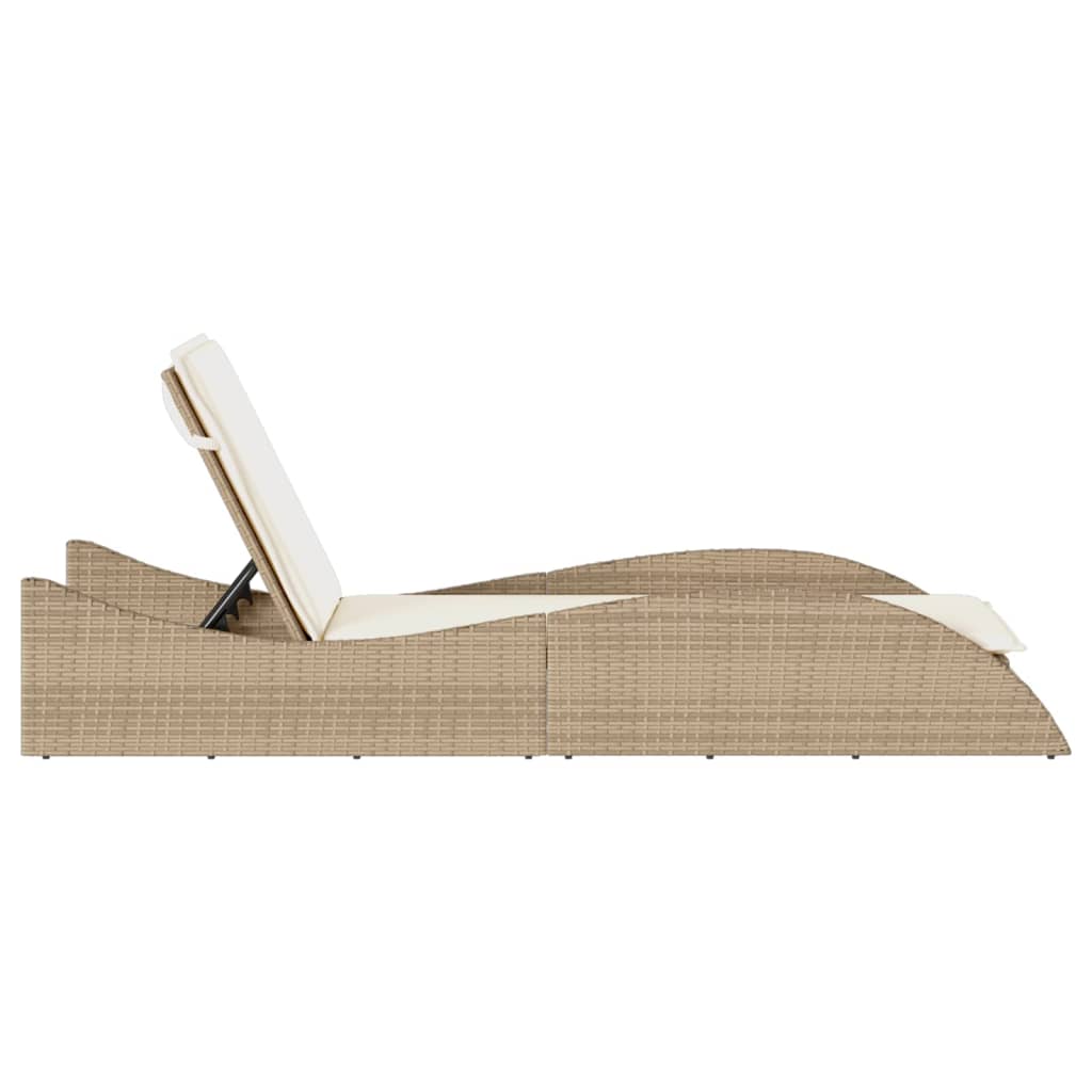 Ligbed met kussen 60x205x73 cm poly rattan beige is nu te koop bij PeponiXL, paradijselijk wonen!