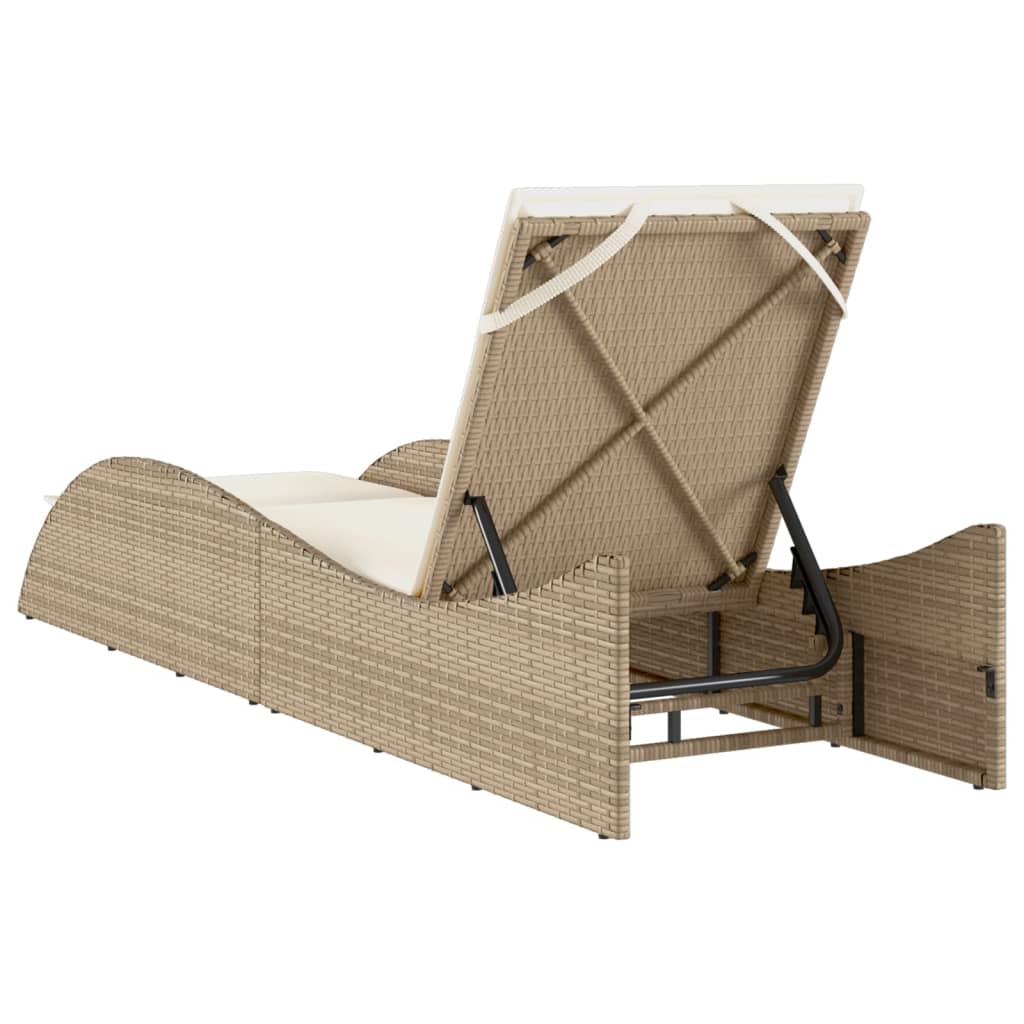 Ligbed met kussen 60x205x73 cm poly rattan beige is nu te koop bij PeponiXL, paradijselijk wonen!