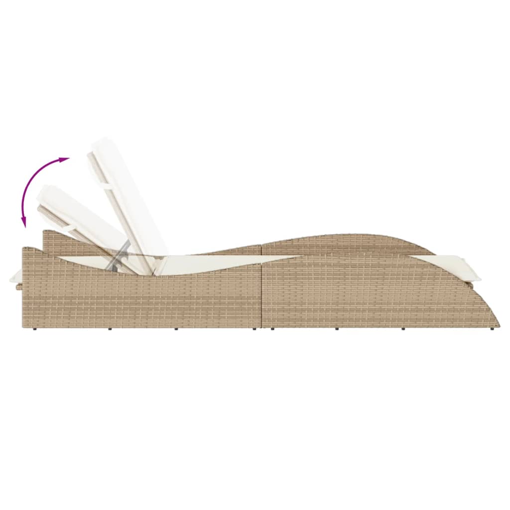 Ligbed met kussen 60x205x73 cm poly rattan beige is nu te koop bij PeponiXL, paradijselijk wonen!