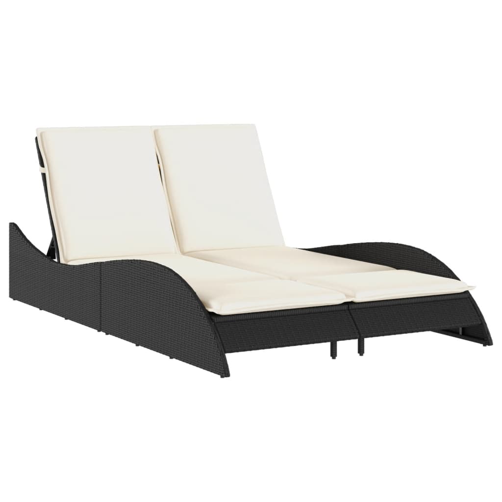 Ligbed met kussens 114x205x73 cm poly rattan zwart is nu te koop bij PeponiXL, paradijselijk wonen!