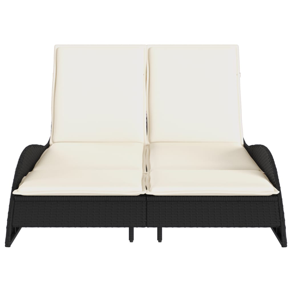 Ligbed met kussens 114x205x73 cm poly rattan zwart is nu te koop bij PeponiXL, paradijselijk wonen!