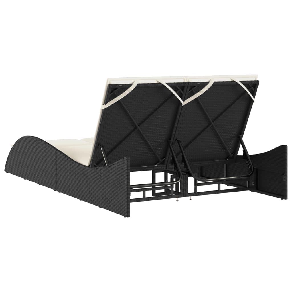 Ligbed met kussens 114x205x73 cm poly rattan zwart is nu te koop bij PeponiXL, paradijselijk wonen!
