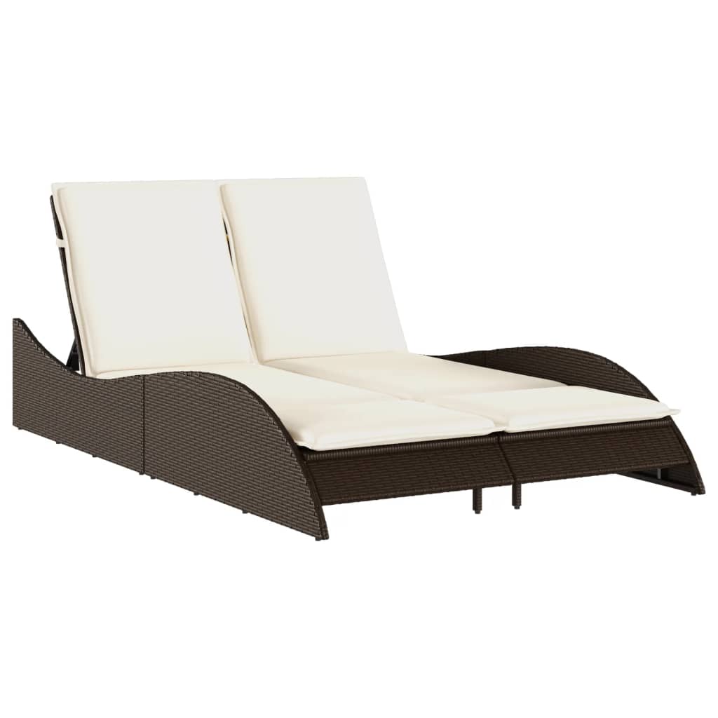 Ligbed met kussens 114x205x73 cm poly rattan bruin is nu te koop bij PeponiXL, paradijselijk wonen!