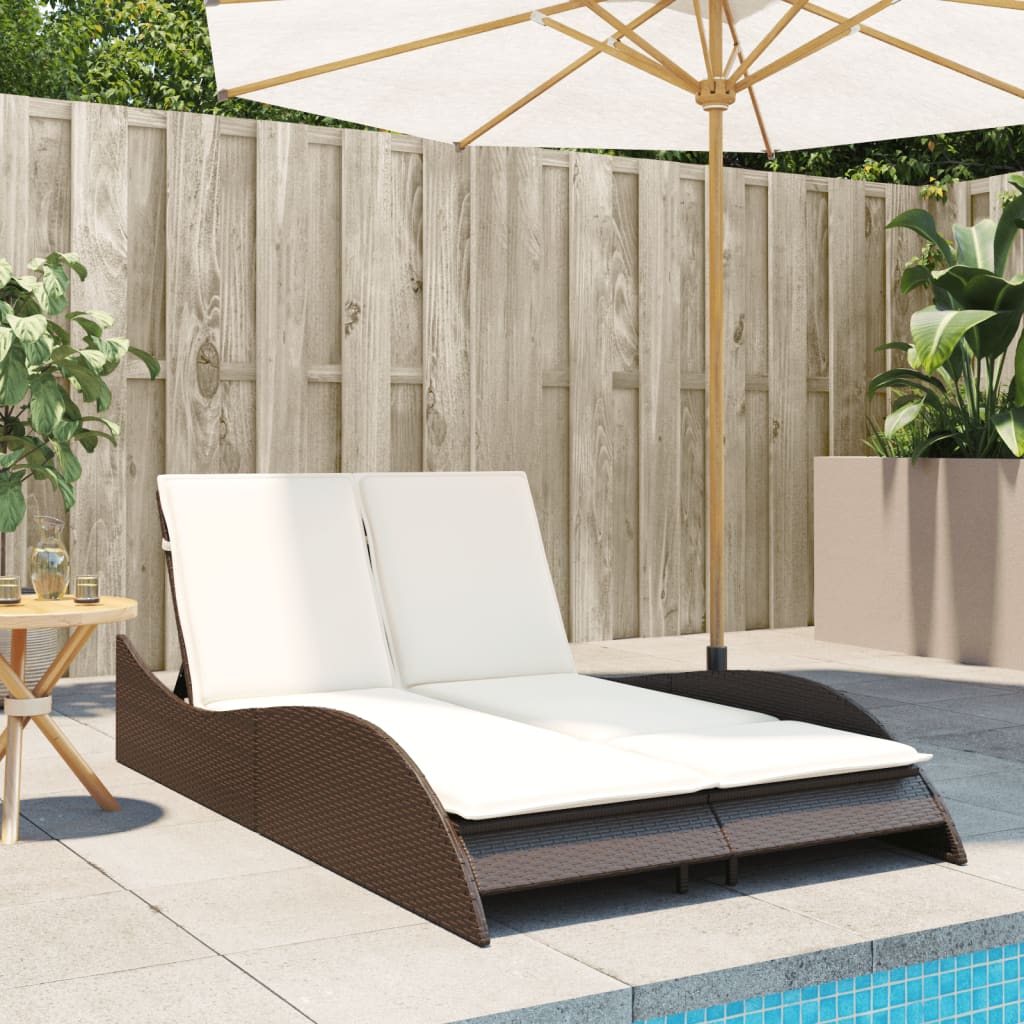 Ligbed met kussens 114x205x73 cm poly rattan bruin is nu te koop bij PeponiXL, paradijselijk wonen!