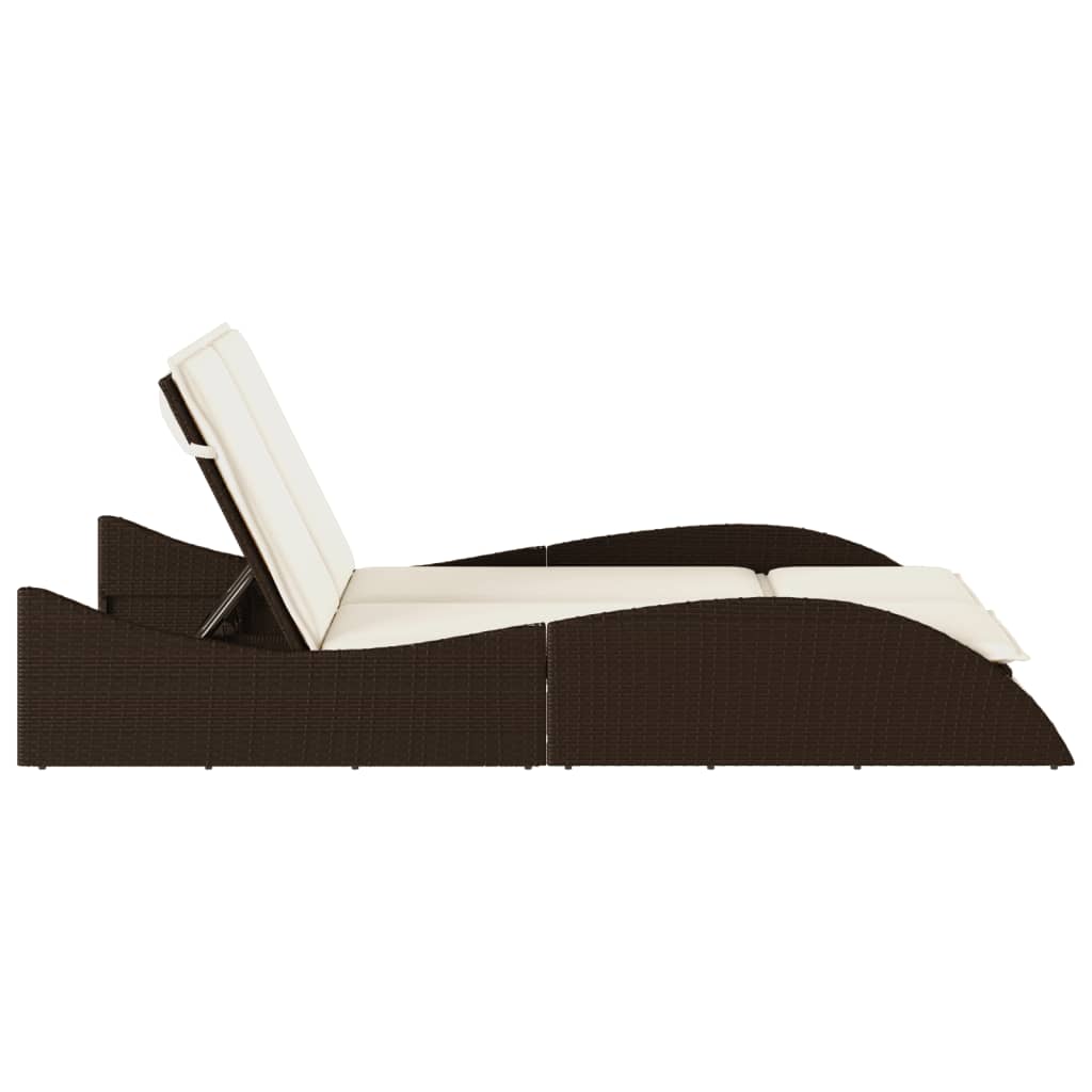 Ligbed met kussens 114x205x73 cm poly rattan bruin is nu te koop bij PeponiXL, paradijselijk wonen!