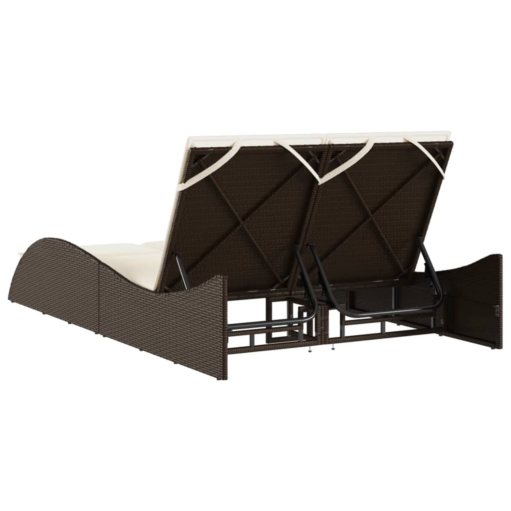 Ligbed met kussens 114x205x73 cm poly rattan bruin is nu te koop bij PeponiXL, paradijselijk wonen!