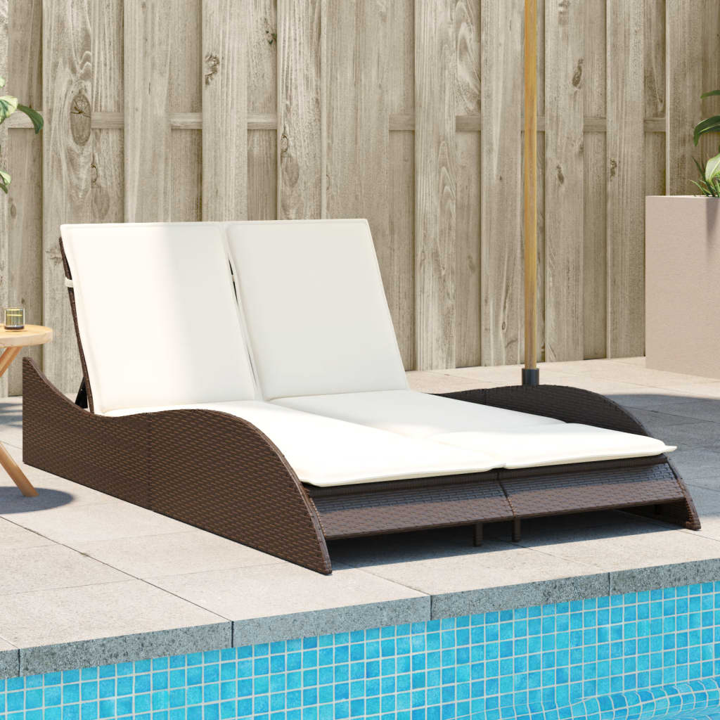 Ligbed met kussens 114x205x73 cm poly rattan bruin is nu te koop bij PeponiXL, paradijselijk wonen!