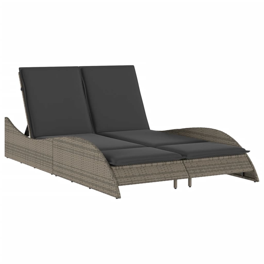 Ligbed met kussens 114x205x73 cm poly rattan grijs is nu te koop bij PeponiXL, paradijselijk wonen!