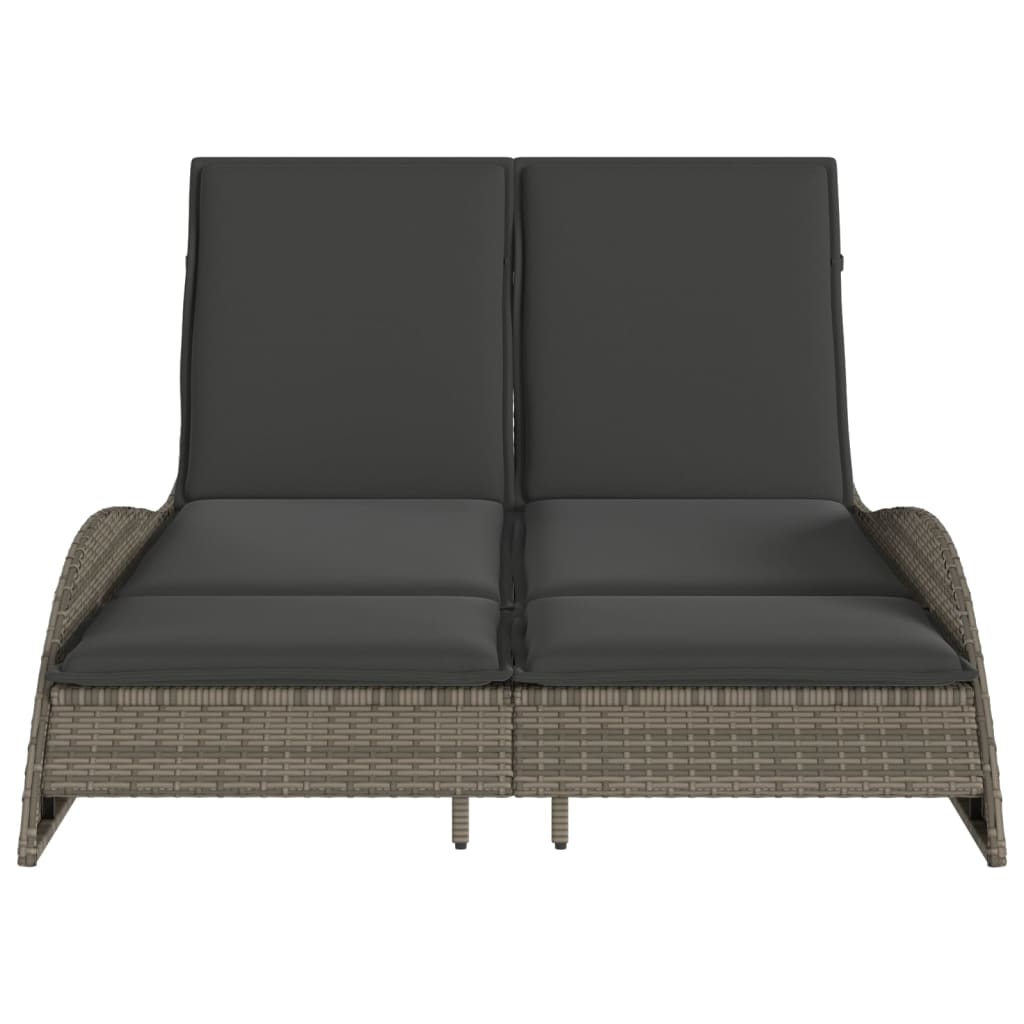 Ligbed met kussens 114x205x73 cm poly rattan grijs is nu te koop bij PeponiXL, paradijselijk wonen!