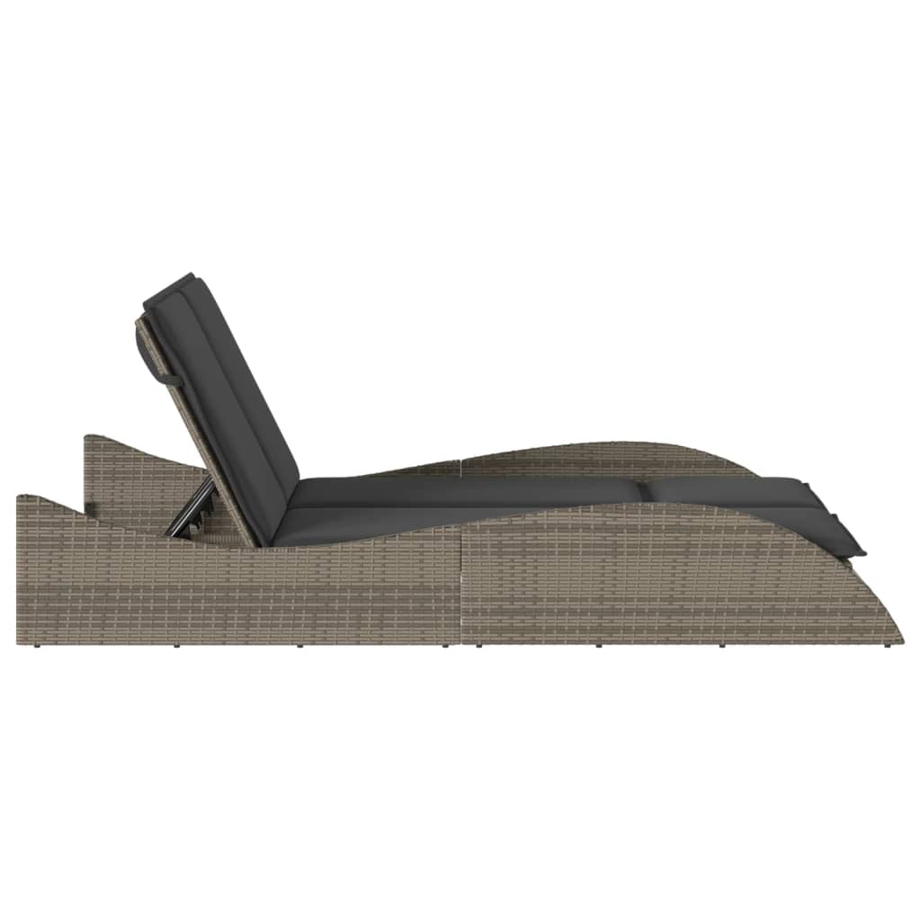 Ligbed met kussens 114x205x73 cm poly rattan grijs is nu te koop bij PeponiXL, paradijselijk wonen!