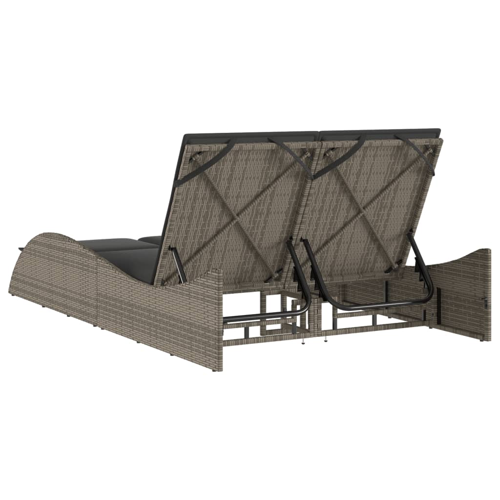 Ligbed met kussens 114x205x73 cm poly rattan grijs is nu te koop bij PeponiXL, paradijselijk wonen!