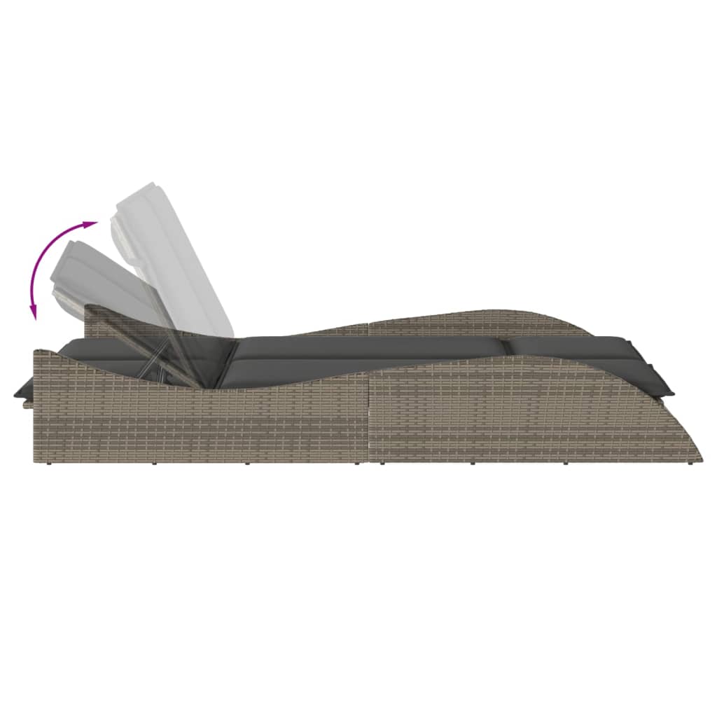 Ligbed met kussens 114x205x73 cm poly rattan grijs is nu te koop bij PeponiXL, paradijselijk wonen!