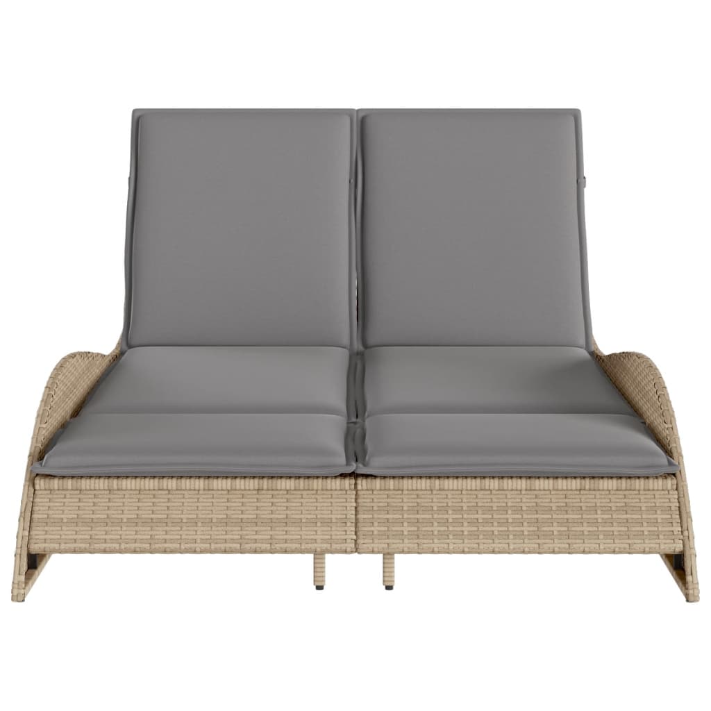 Ligbed met kussens 114x205x73 cm poly rattan beige is nu te koop bij PeponiXL, paradijselijk wonen!