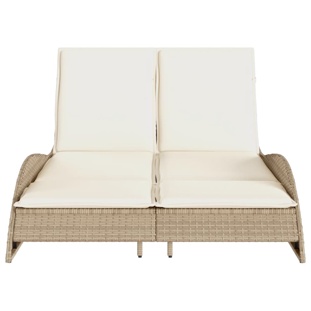 Ligbed met kussens 114x205x73 cm poly rattan beige is nu te koop bij PeponiXL, paradijselijk wonen!