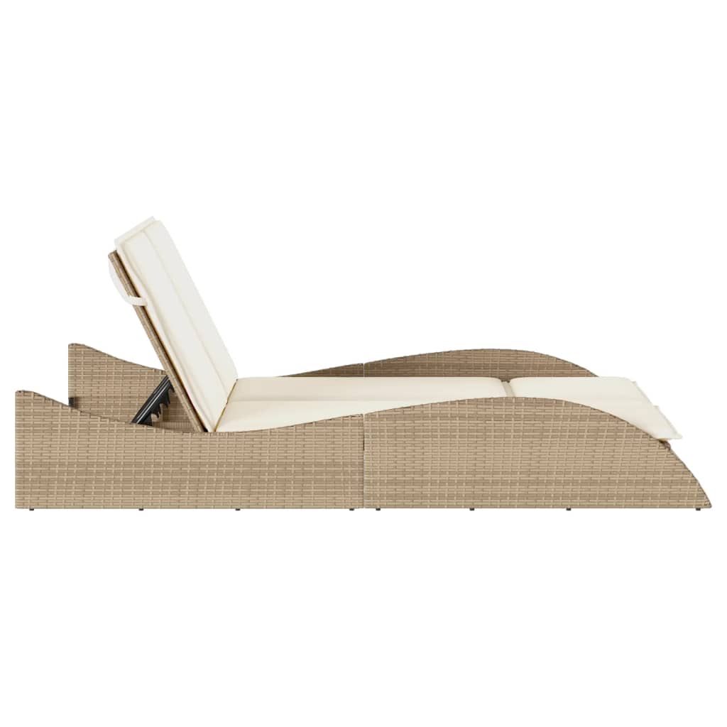 Ligbed met kussens 114x205x73 cm poly rattan beige is nu te koop bij PeponiXL, paradijselijk wonen!