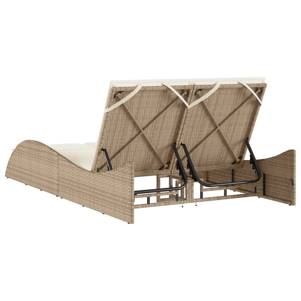 Ligbed met kussens 114x205x73 cm poly rattan beige is nu te koop bij PeponiXL, paradijselijk wonen!