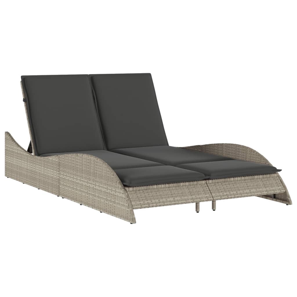 Ligbed met kussens 114x205x73 cm poly rattan lichtgrijs is nu te koop bij PeponiXL, paradijselijk wonen!