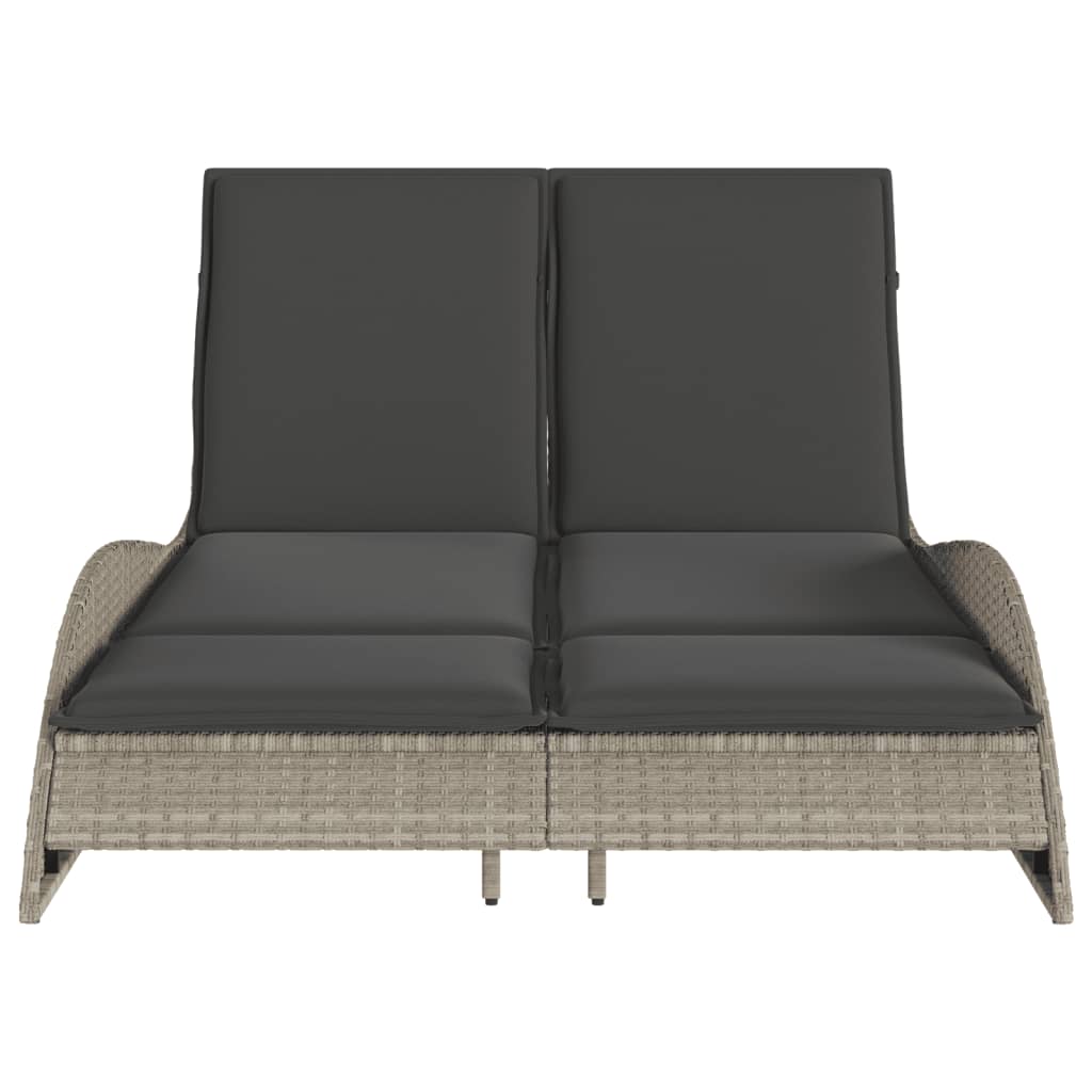 Ligbed met kussens 114x205x73 cm poly rattan lichtgrijs is nu te koop bij PeponiXL, paradijselijk wonen!