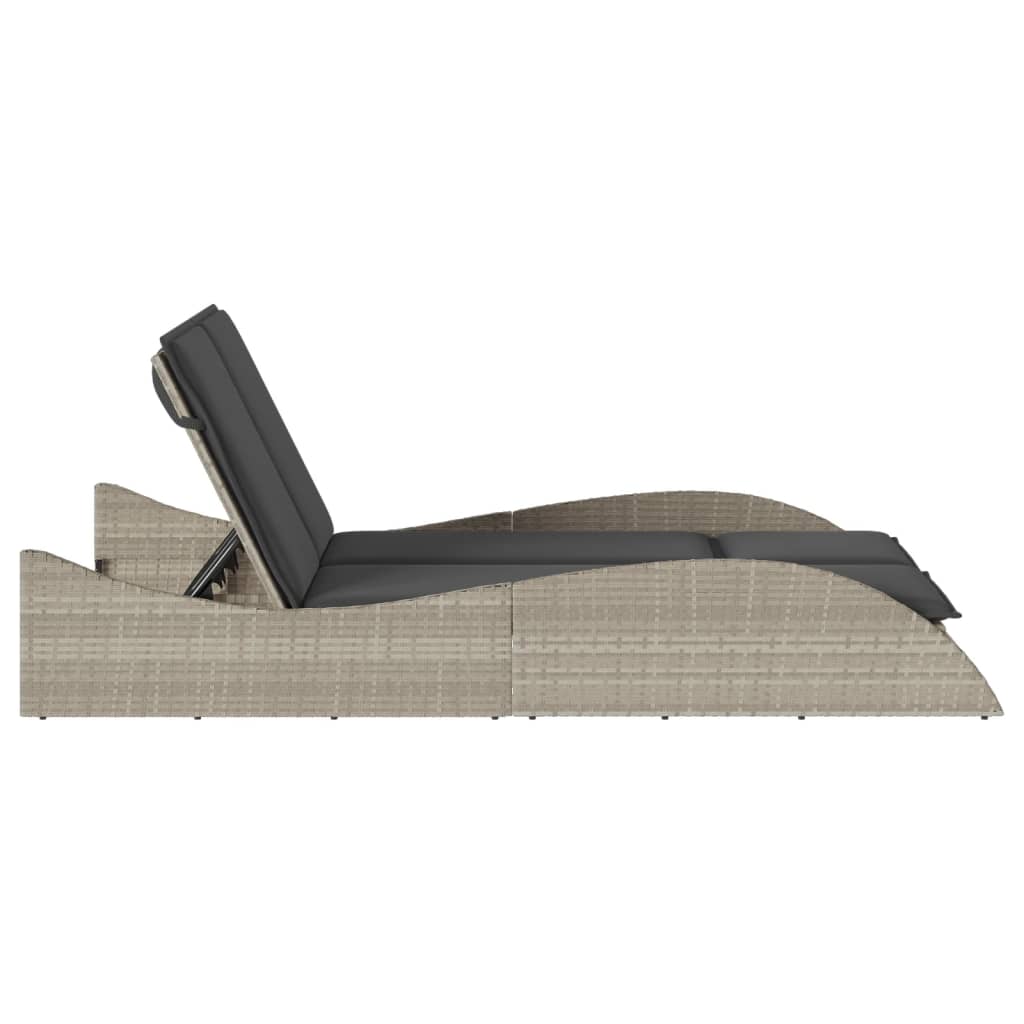 Ligbed met kussens 114x205x73 cm poly rattan lichtgrijs is nu te koop bij PeponiXL, paradijselijk wonen!