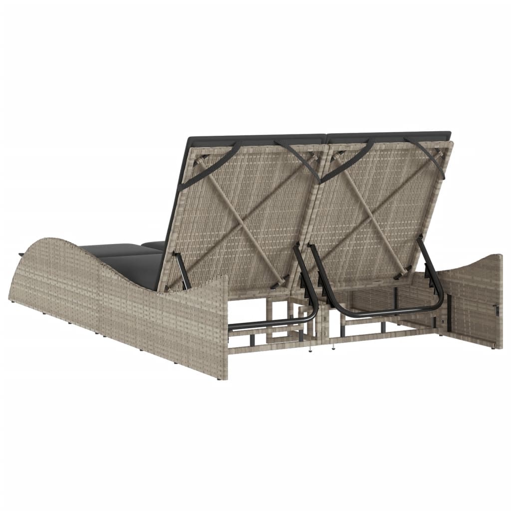 Ligbed met kussens 114x205x73 cm poly rattan lichtgrijs is nu te koop bij PeponiXL, paradijselijk wonen!