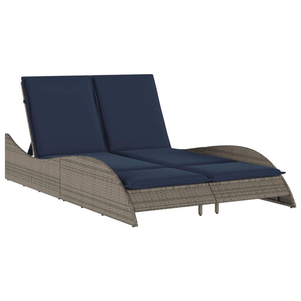 Ligbed met kussens grijs 114x205x73 cm poly rattan is nu te koop bij PeponiXL, paradijselijk wonen!