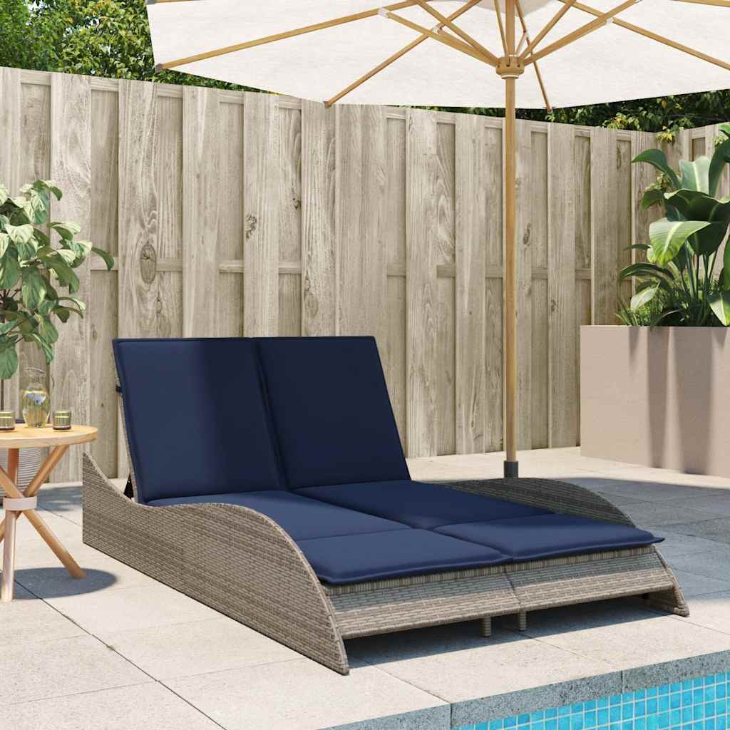 Ligbed met kussens grijs 114x205x73 cm poly rattan is nu te koop bij PeponiXL, paradijselijk wonen!