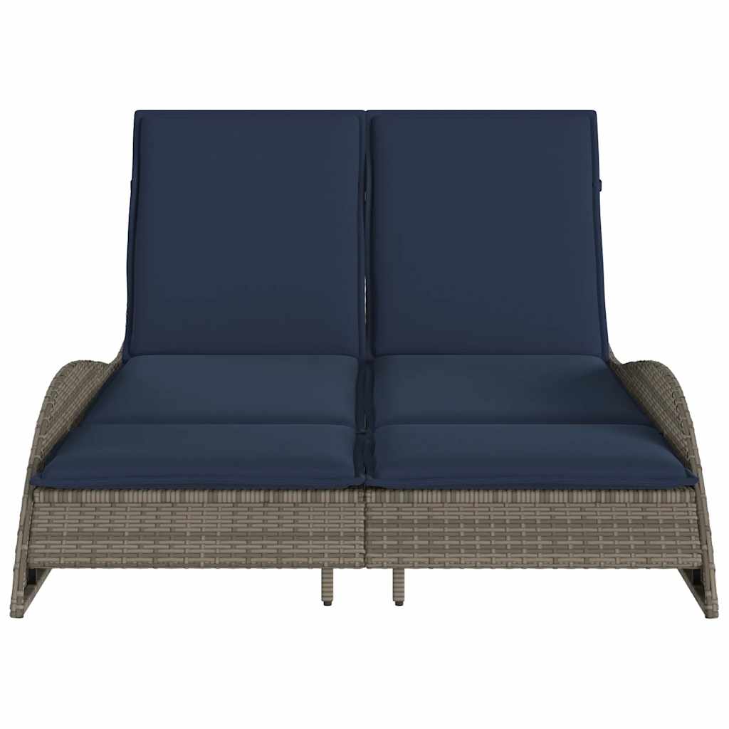 Ligbed met kussens grijs 114x205x73 cm poly rattan is nu te koop bij PeponiXL, paradijselijk wonen!